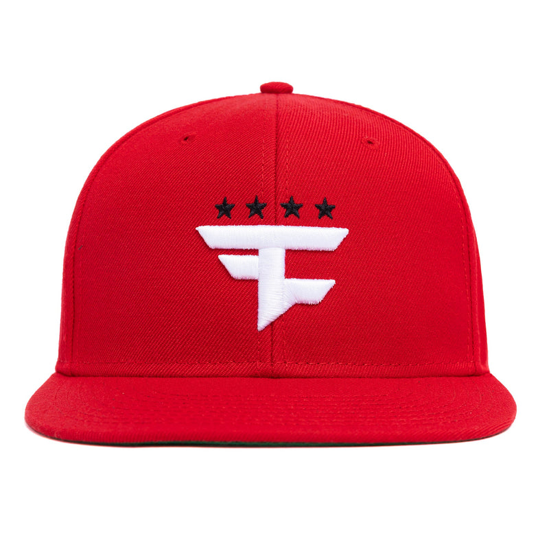 Four Star 3D Snapback Hat (Red)