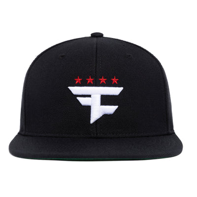 Four Star 3D Snapback Hat (Black)