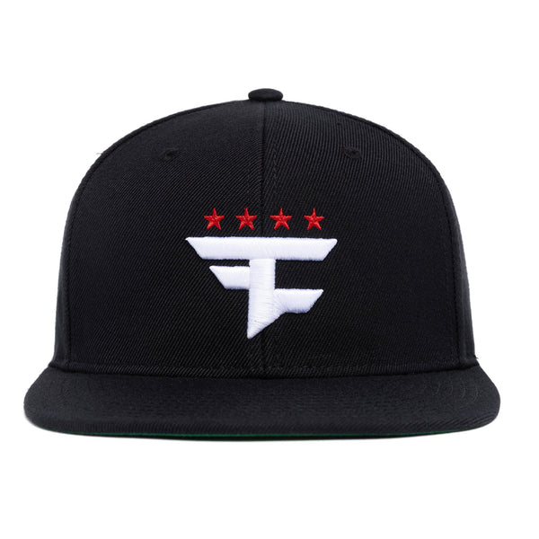 Four Star 3D Snapback Hat (Black)